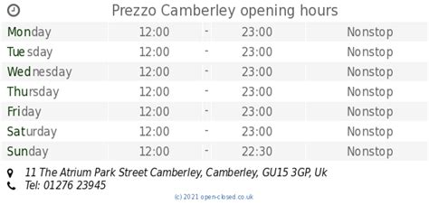 prezzo camberley